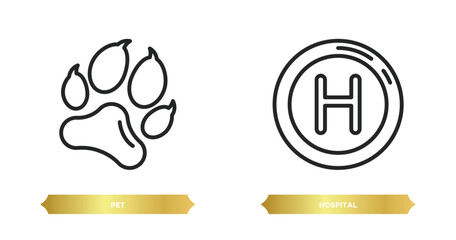 Poster - two editable outline icons from signs concept. thin line icons such as pet, hospital vector.