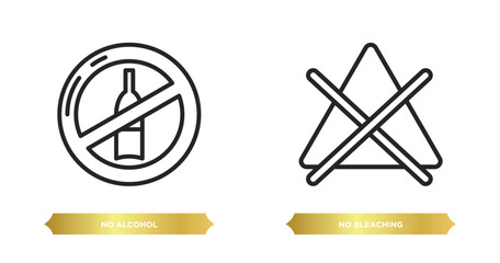 Poster - two editable outline icons from signs concept. thin line icons such as no alcohol, no bleaching vector.