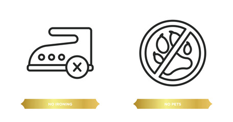 Poster - two editable outline icons from signs collection. thin concept. thin line icons such as no ironing, no pets vector.
