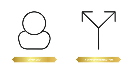 Poster - two editable outline icons from shapes concept. thin line icons such as character, y shaped intersection vector.
