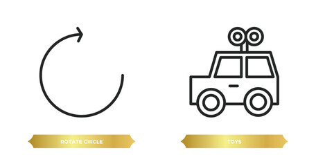 Poster - two editable outline icons from shapes concept. thin line icons such as rotate circle, toys vector.
