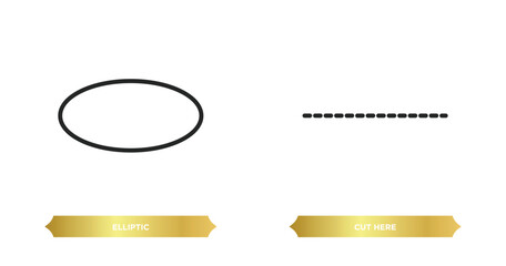 Poster - two editable outline icons from shapes concept. thin line icons such as elliptic, cut here vector.