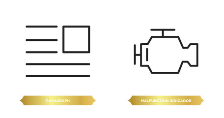 Poster - two editable outline icons from shapes concept. thin line icons such as paragraph, malfunction indicador vector.