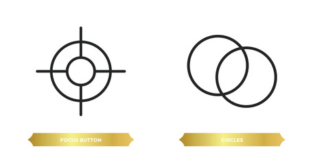Poster - two editable outline icons from shapes concept. thin line icons such as focus button, circles vector.