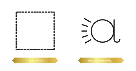 Poster - two editable outline icons from shapes concept. thin line icons such as dot square, letter glow effect vector.