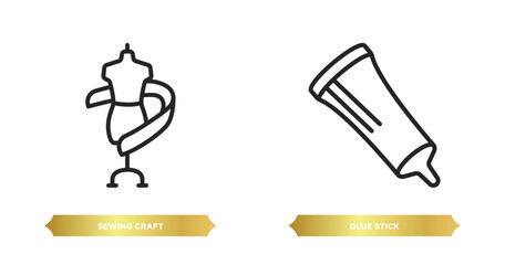 Poster - two editable outline icons from sew concept. thin line icons such as sewing craft, glue stick vector