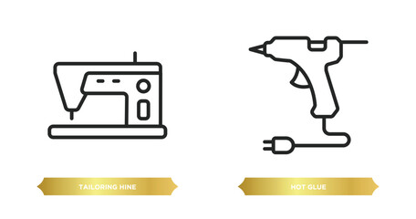 Poster - two editable outline icons from sew concept. thin line icons such as tailoring hine, hot glue vector