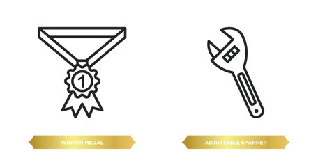 Poster - two editable outline icons from seo and web concept. thin line icons such as winner medal, adjustabl