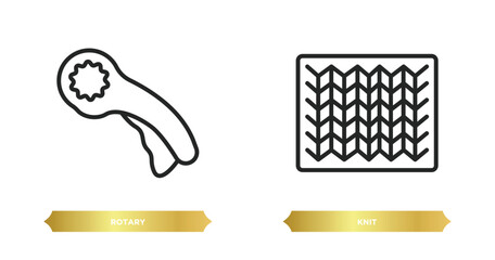 Poster - two editable outline icons from sew concept. thin line icons such as rotary, knit vector.