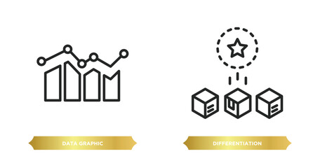 Poster - two editable outline icons from seo and web concept. thin line icons such as data graphic, differentiation vector.