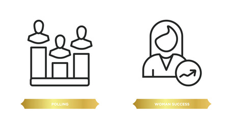 Poster - two editable outline icons from seo and web concept. thin line icons such as polling, woman success vector.