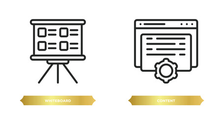 Poster - two editable outline icons from search engine optimization concept. thin line icons such as whiteboard, content vector.