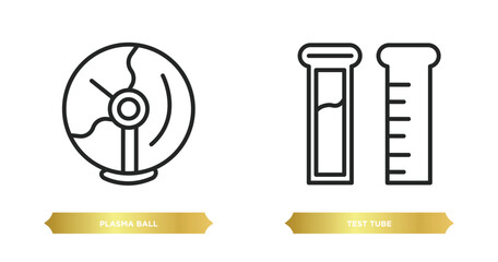 Poster - two editable outline icons from science concept. thin line icons such as plasma ball, test tube vect