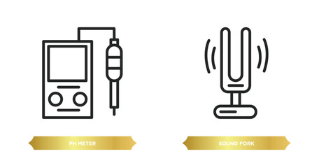 Poster - two editable outline icons from science concept. thin line icons such as ph meter, sound fork vector.
