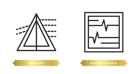 Poster - two editable outline icons from science concept. thin line icons such as dispersion, electrocardiogram vector.