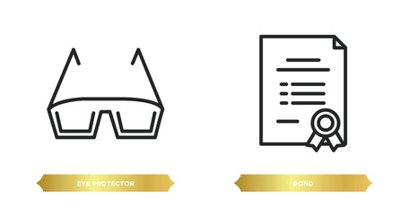 Poster - two editable outline icons from science concept. thin line icons such as eye protector, bond vector.