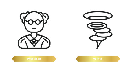 Poster - two editable outline icons from science concept. thin line icons such as professor, vortex vector.