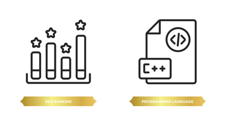 Poster - two editable outline icons from programming concept. thin line icons such as seo ranking, programmin