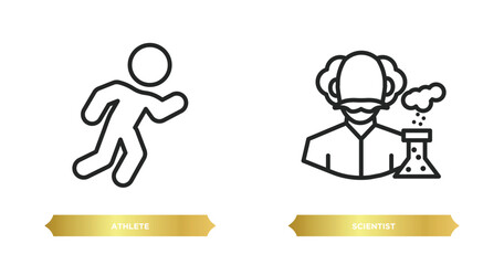 Poster - two editable outline icons from professions concept. thin line icons such as athlete, scientist vector.