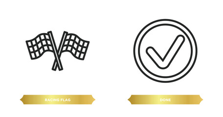 Poster - two editable outline icons from productivity concept. thin line icons such as racing flag, done vector.