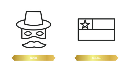 Poster - two editable outline icons from people concept. thin line icons such as zorro, chilean vector.