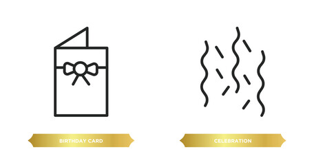 Poster - two editable outline icons from party concept. thin line icons such as birthday card, celebration vector.