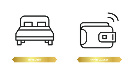 Poster - two editable outline icons from other concept. thin line icons such as hotel bed, smart wallet vecto