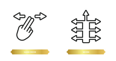 Poster - two editable outline icons from orientation concept. thin line icons such as hand move, seven vector.