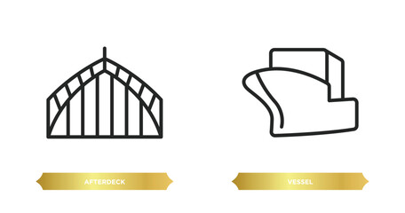 Poster - two editable outline icons from nautical concept. thin line icons such as afterdeck, vessel vector.