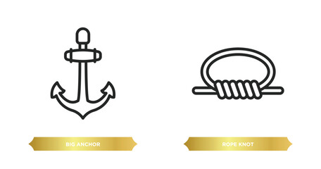 Poster - two editable outline icons from nautical concept. thin line icons such as big anchor, rope knot vector.