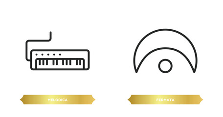 Wall Mural - two editable outline icons from music and media concept. thin line icons such as melodica, fermata vector.