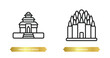 two editable outline icons from monuments concept. thin line icons such as konark sun temple, prambanan vector.