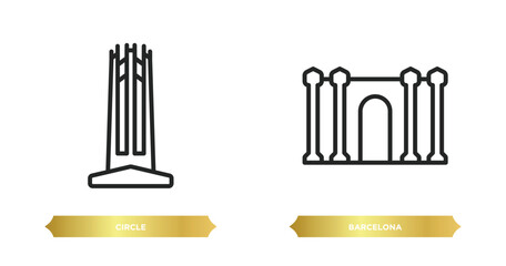 Poster - two editable outline icons from monuments concept. thin line icons such as circle, barcelona vector.