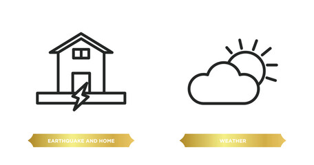 Poster - two editable outline icons from meteorology concept. thin line icons such as earthquake and home, weather vector.