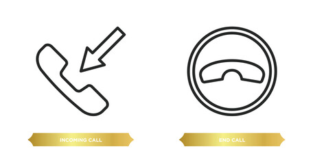 Poster - two editable outline icons from message concept. thin line icons such as incoming call, end call vector.