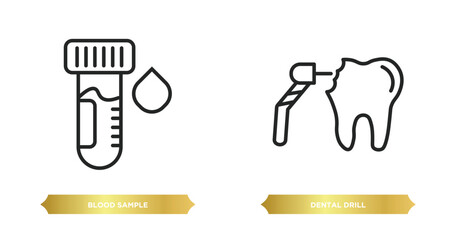 Canvas Print - two editable outline icons from medical concept. thin line icons such as blood sample, dental drill vector.