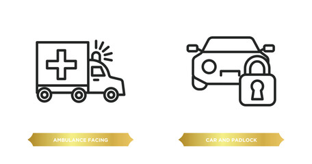 Poster - two editable outline icons from mechanicons concept. thin line icons such as ambulance facing left, 