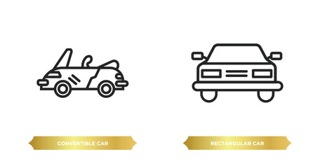 Poster - two editable outline icons from mechanicons concept. thin line icons such as convertible car, rectangular car front vector.