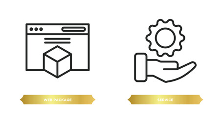 two editable outline icons from marketing concept. thin line icons such as web package, service vector.