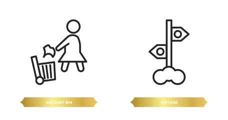 Poster - two editable outline icons from maps and flags concept. thin line icons such as use dust bin, vintage vector.