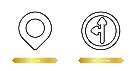 Poster - two editable outline icons from maps and flags concept. thin line icons such as locato, road left si