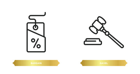 Poster - two editable outline icons from law and justice concept. thin line icons such as bargain, gavel vect