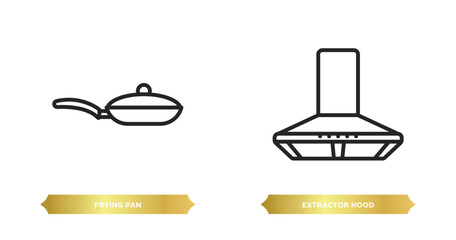 Poster - two editable outline icons from kitchen concept. thin line icons such as frying pan, extractor hood vector.