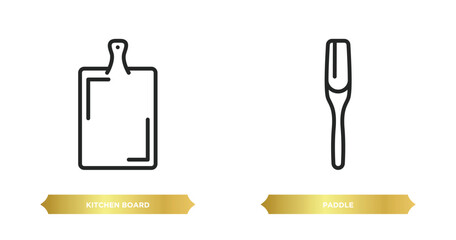 Poster - two editable outline icons from kitchen concept. thin line icons such as kitchen board, paddle vector.