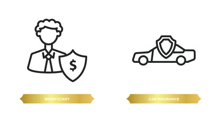 Poster - two editable outline icons from insurance concept. thin line icons such as beneficiary, car insurance vector.