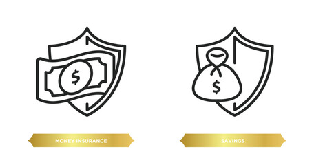Poster - two editable outline icons from insurance concept. thin line icons such as money insurance, savings vector.