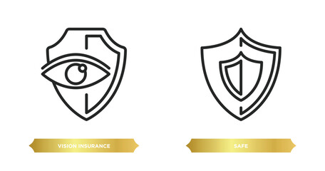 Poster - two editable outline icons from insurance concept. thin line icons such as vision insurance, safe vector.
