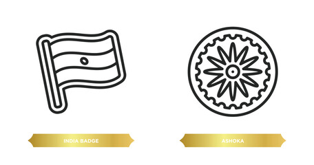 Poster - two editable outline icons from india concept. thin line icons such as india badge, ashoka vector.