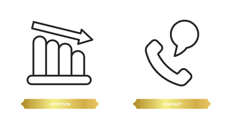 Poster - two editable outline icons from human resources concept. thin line icons such as attrition, contact 