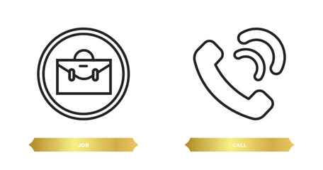 Poster - two editable outline icons from human resources concept. thin line icons such as job, call vector.